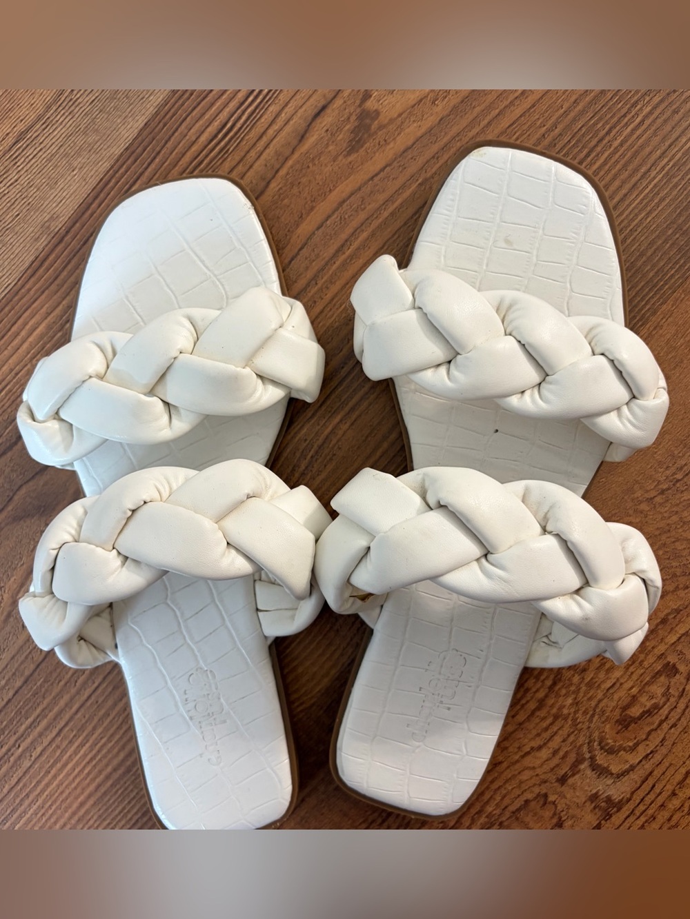 Women's White Braided Slide Sandals - Stylish Comfort size 7 casual summer